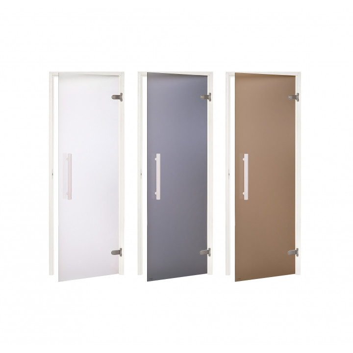Puerta de sauna de cristal AD, marco blanco, cristal mate, 70 x 190 mm, transparente mate.