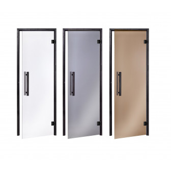 Puerta de sauna de vidrio AD, marco negro