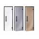 Puerta de sauna de cristal AD, marco negro, 70 x 190, transparente