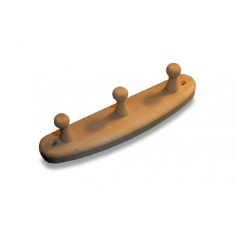 Percha de madera de aliso con 3 ganchos