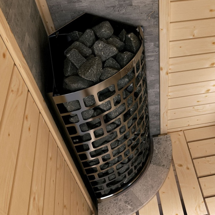 Calentador de sauna eléctrico – SAWOTEC Ari Corner 7,5 kW, sin unidad de control