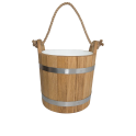 Cubo de sauna de roble con asa de cuerda, 12 l - 0