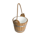 Cubo de sauna de roble con asa de cuerda, 12 l - 2
