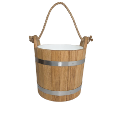 Cubo de sauna de roble con asa de cuerda, 12 l 