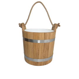 Cubo de sauna de roble con asa de cuerda, 12 l 