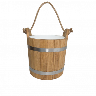 Cubo de sauna de roble con asa de cuerda, 12 l