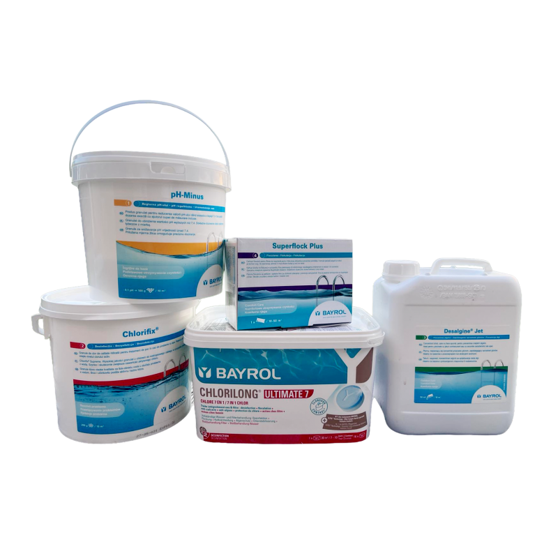 Kit químico BAYROL para piscinas con filtro de arena, grande