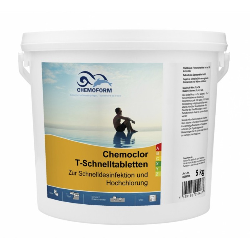 Tabletas de cloro de rápida disolución CHEMOCLOR, 5 kg