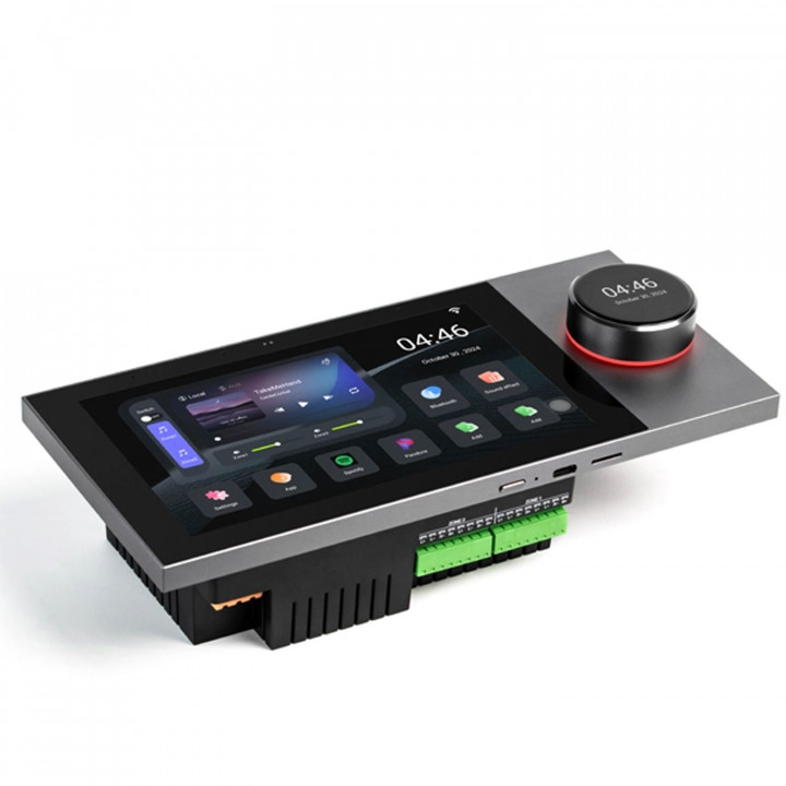 Sistema de música empotrable DM838T con pantalla táctil de 7 pulgadas.