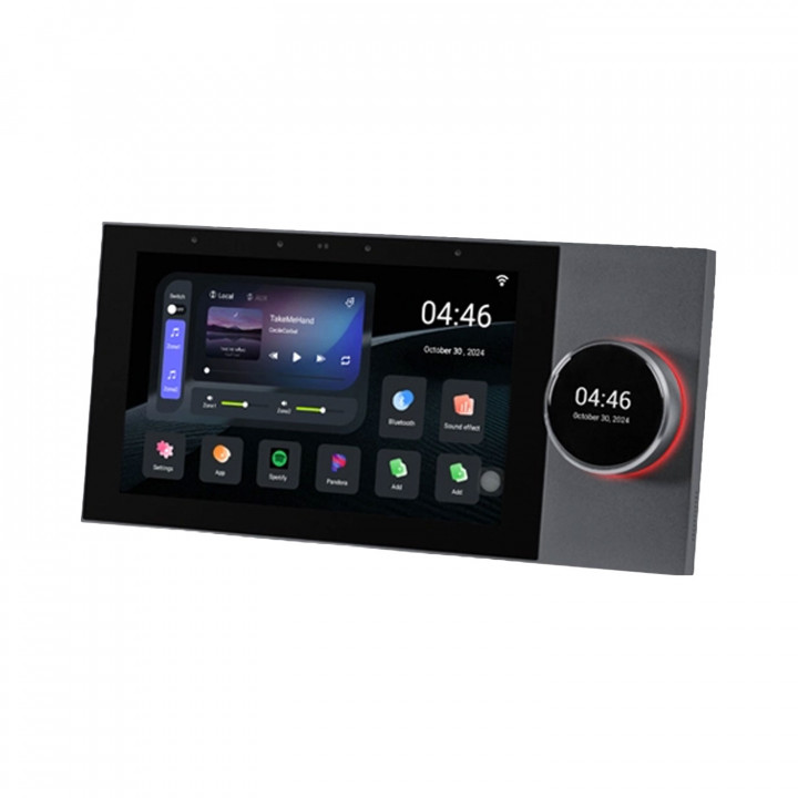 Sistema de música empotrable DM838T con pantalla táctil de 7 pulgadas.