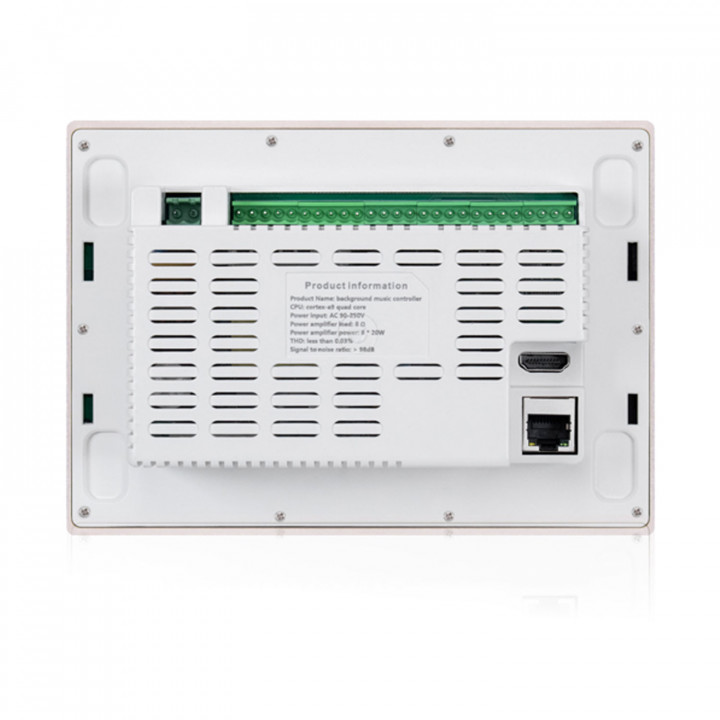 Sistema de música empotrable DM868T con pantalla táctil de 8 pulgadas.