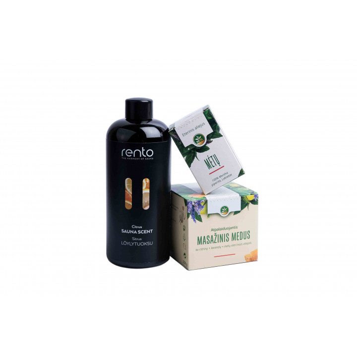 Set de regalo en caja de regalo LIMÓN. Miel, aceite esencial y esencia aromática