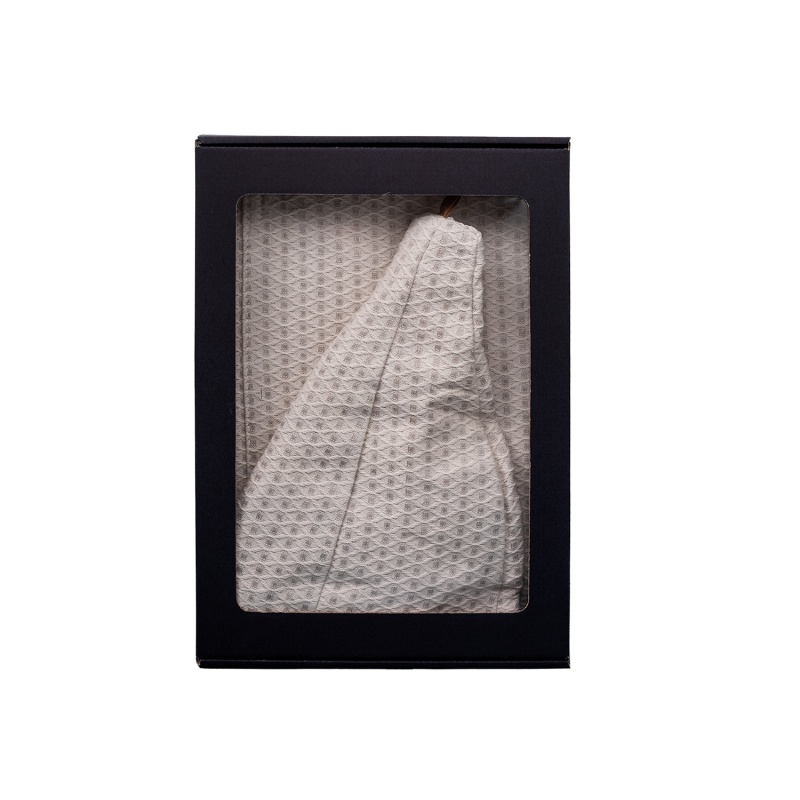 Set de regalo en caja para ÉL. Gorro y delantal de sauna para hombre - LINO