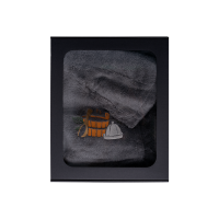 Set de regalo en caja para ÉL. Gorro y delantal de sauna para hombre - GRIS