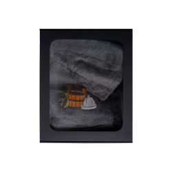 Set de regalo en caja para ÉL. Gorro y delantal de sauna para hombre - GRIS 