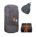 Set de regalo en caja para ÉL. Gorro y delantal de sauna para hombre - GRIS - 0