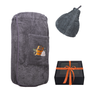 Set de regalo en caja para ÉL. Gorro y delantal de sauna para hombre - GRIS