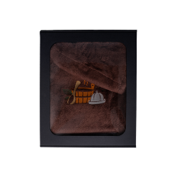 Set de regalo en caja para ÉL. Gorro y delantal de sauna para hombre - MARRÓN 