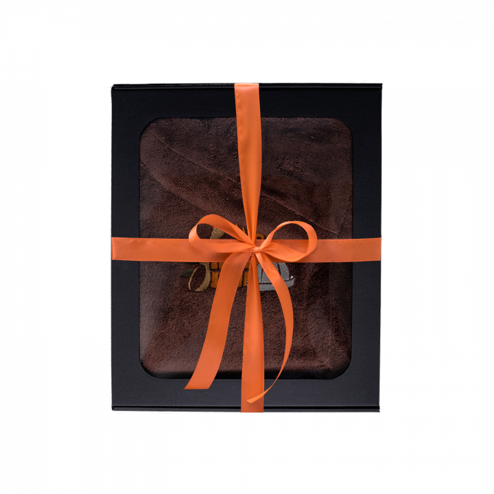 Set de regalo en caja para ÉL. Gorro y delantal de sauna para hombre - MARRÓN