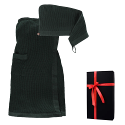 Set de regalo en caja de regalo RENTO KENNO PARA ELLA. Toalla para el cabello y delantal, verde oscuro. 