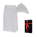 Set de regalo en caja de regalo RENTO KENNO PARA ÉL. Gorro y delantal de algodón, gris claro. - 0