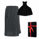Set de regalo en caja de regalo RENTO KENNO PARA ÉL. Gorro y delantal de sauna, gris oscuro/negro.