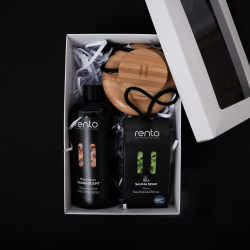 Set de regalo en caja de regalo ESPECIAS DE INVIERNO. Esencia aromática, cepillo corporal y jabón. 