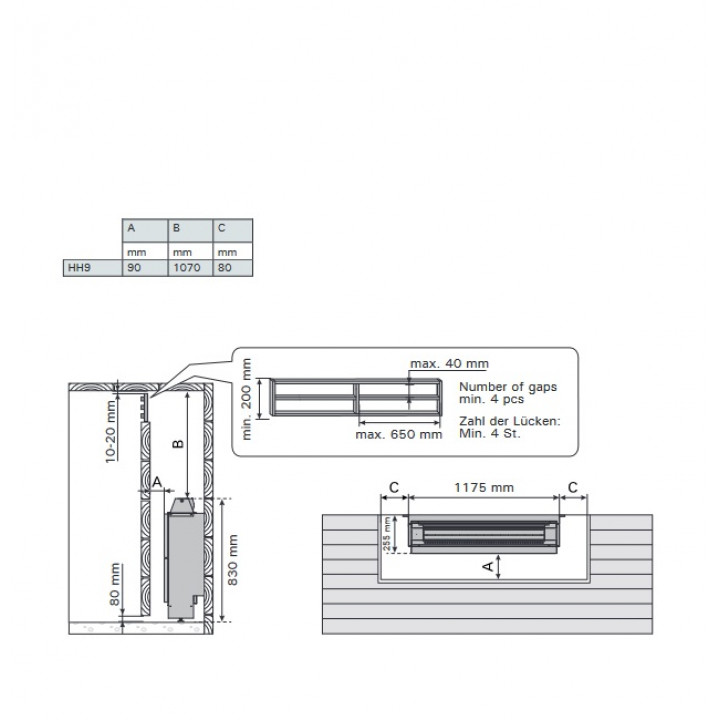Calentador eléctrico para sauna - HARVIA Hidden Heater HH9 9,0 kW