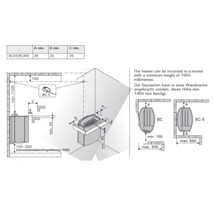 Calentador eléctrico para sauna - HARVIA Vega BC45 con interruptores manuales