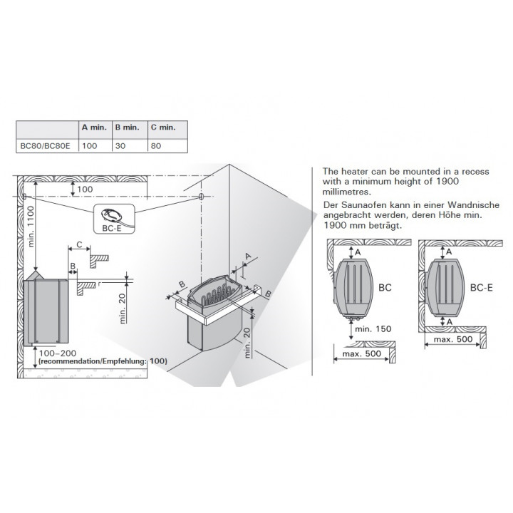 Calentador de sauna eléctrico - HARVIA Vega BC80E sin panel de control