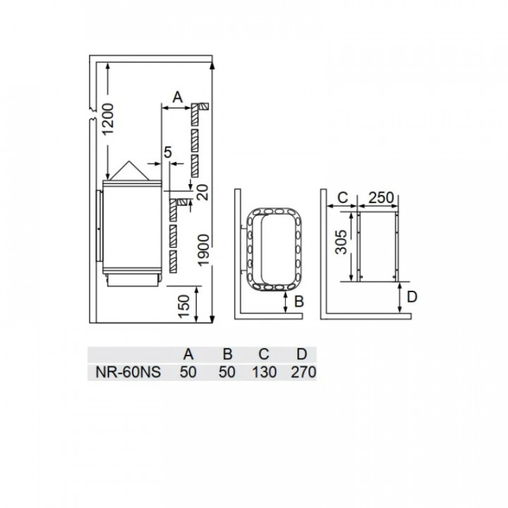 Calentador de sauna eléctrico SAWOTEC Nordex Next, sin unidad de control, 6 kW