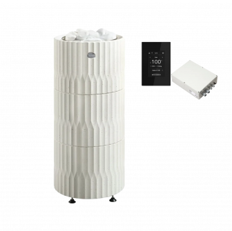 Estufa de sauna TULIKIVI RIITE, blanca, con panel de control
