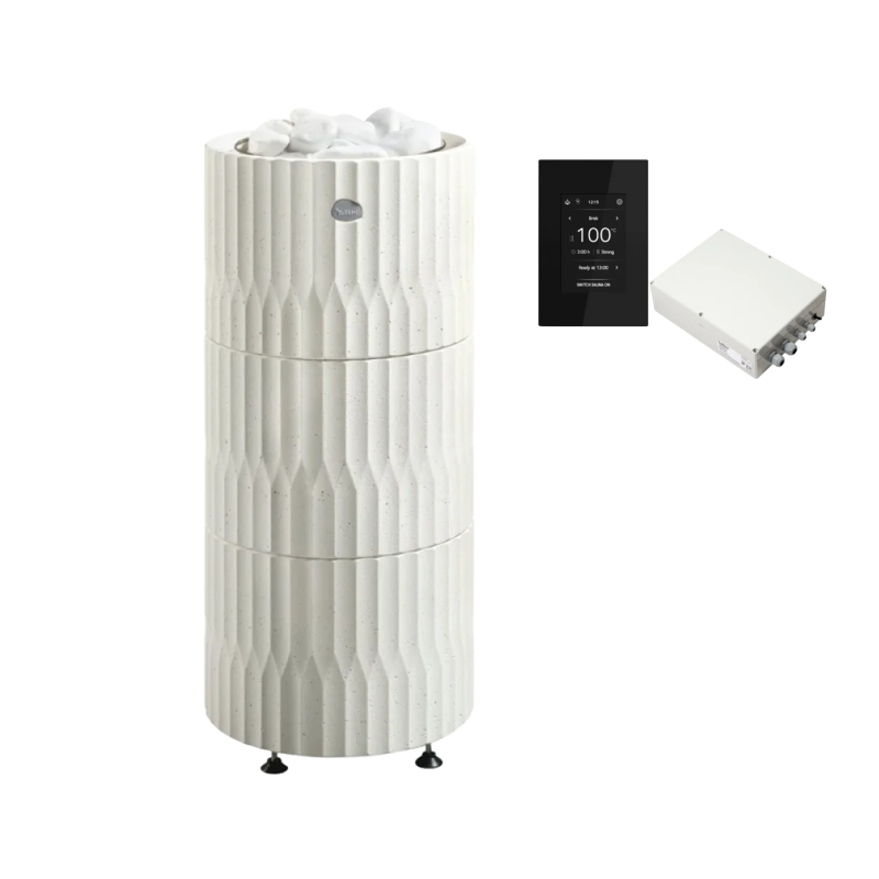 Estufa de sauna TULIKIVI RIITE, blanca, con panel de control