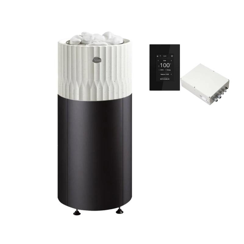 Calentador eléctrico para sauna TULIKIVI RIITE integrado, con panel de control.