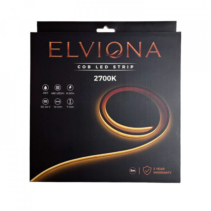 Tira de LED COB Elviona para sauna, 2700 K, 5 m
