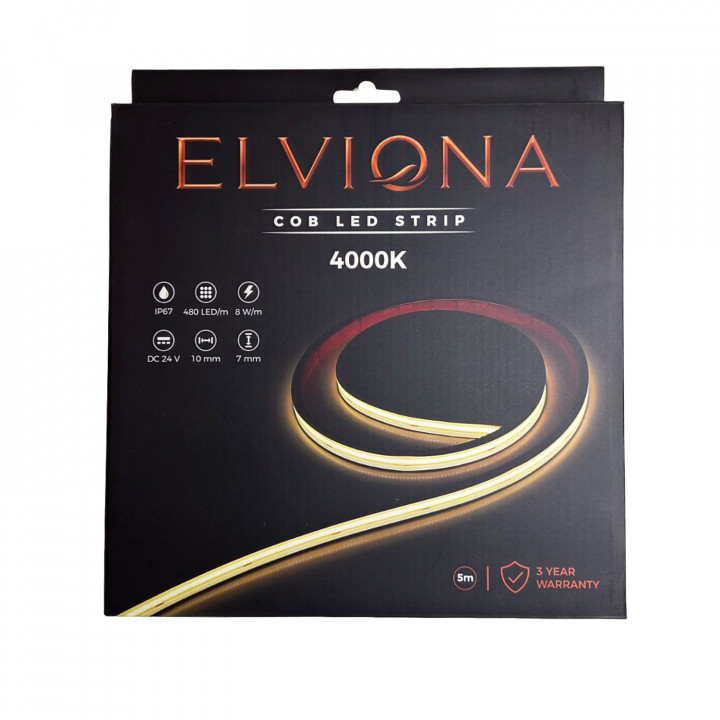 Tira de LED COB Elviona para sauna, 4000 K, 5 m
