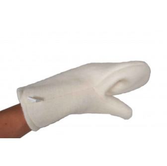 Guante blanco de lana para sauna
