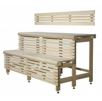 Conjunto de banco de sauna estándar, madera de tilo, longitud 2328 mm