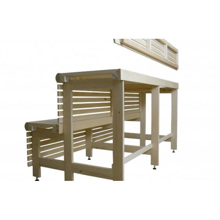 Complejo de bancos de sauna estándar, madera de aliso negro, longitud 2619 mm