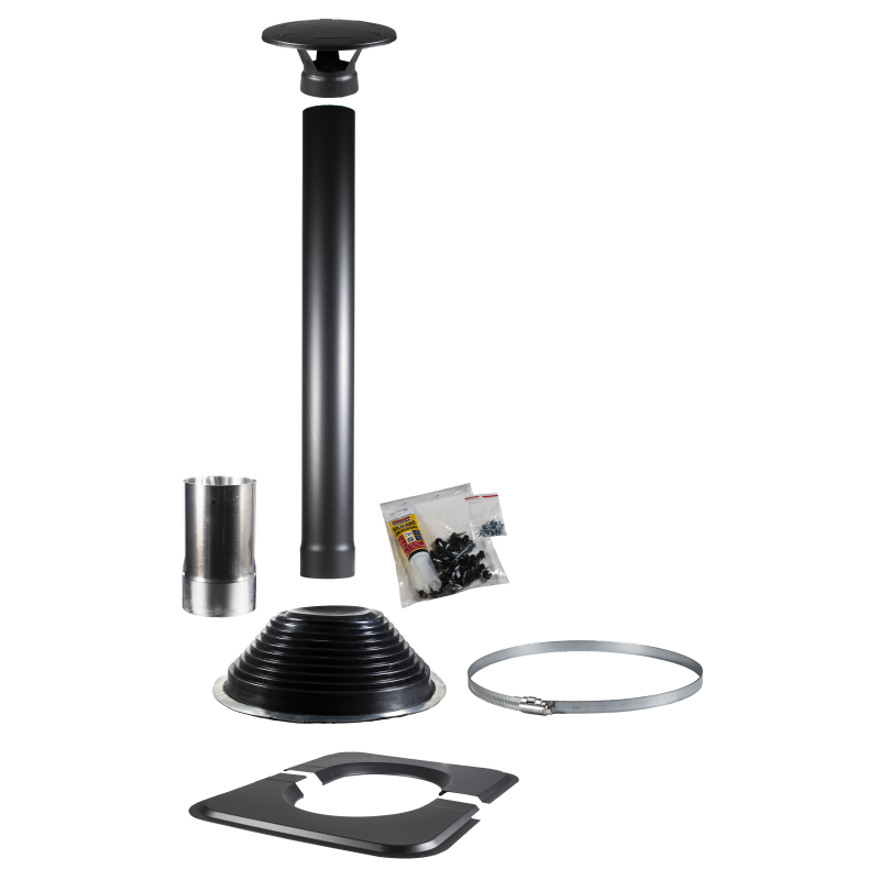 Conjunto de chimenea HARVIA 1500 negro, para cabinas de sauna con forma de barril