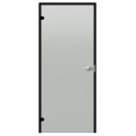 Puerta de cristal con cerradura Harvia Black Line, acabado satinado, 7x21, marco de aluminio negro - 0