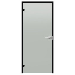 Puerta de cristal con cerradura Harvia Black Line, acabado satinado, 7x21, marco de aluminio negro 