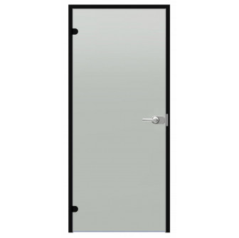 Puerta de cristal con cerradura Harvia Black Line, acabado satinado, 7x21, marco de aluminio negro