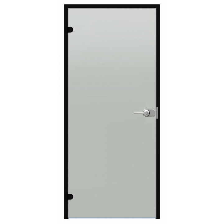 Puerta de cristal con cerradura Harvia Black Line, acabado satinado, 7x21, marco de aluminio negro