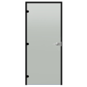 Puerta de cristal con cerradura Harvia Black Line, acabado satinado, 9x21, marco de aluminio negro. - 0