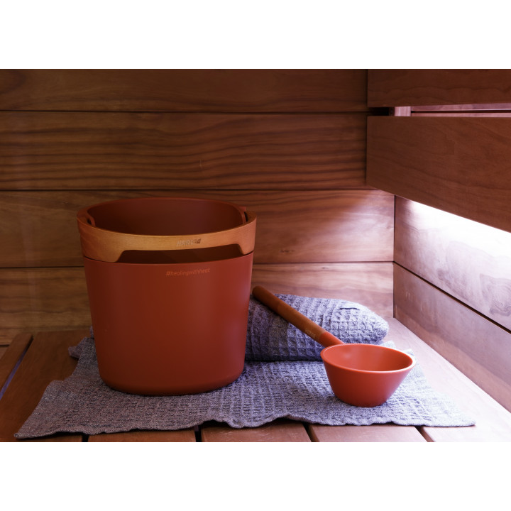 Juego de cubo y cucharón para sauna HARVIA Helmi, Terracota