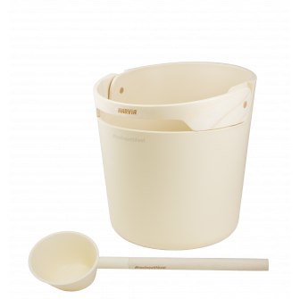 Juego de cubo y cucharón para sauna HARVIA Helmi, color marfil.