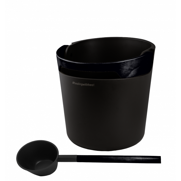 Juego de cubo y cucharón para sauna HARVIA Helmi, negro