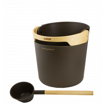 Juego de cubo y cucharón para sauna HARVIA Helmi, marrón oscuro