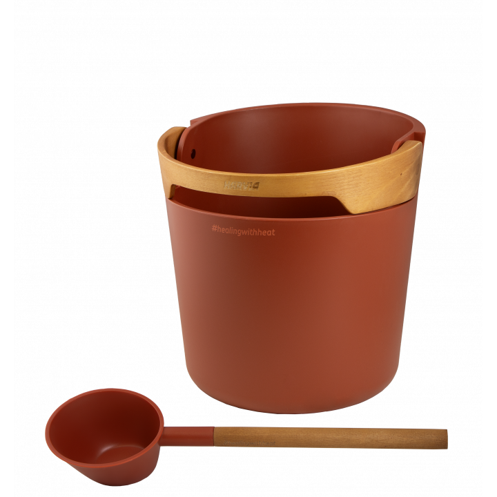 Juego de cubo y cucharón para sauna HARVIA Helmi, Terracota